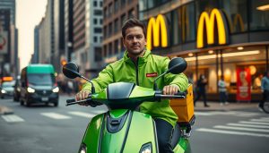 entregador, delivery, moto, McDonald's, equipa