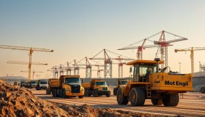máquinas, operação, obras, construção, equipamentos