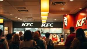 operador, balcão, KFC, atendimento, cliente